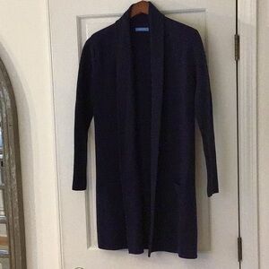 Long Open Front Cardigan in Deep Navy